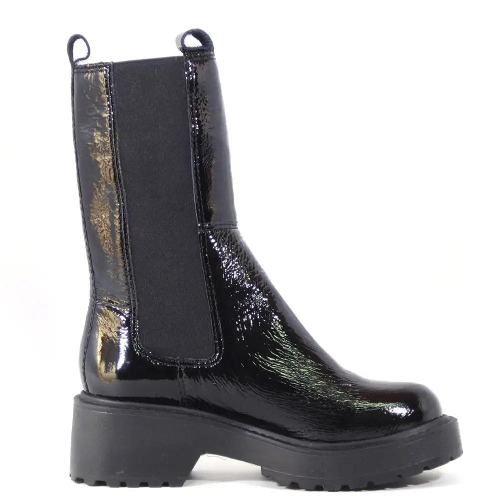 Patent Leather Slip On Ankle Boots