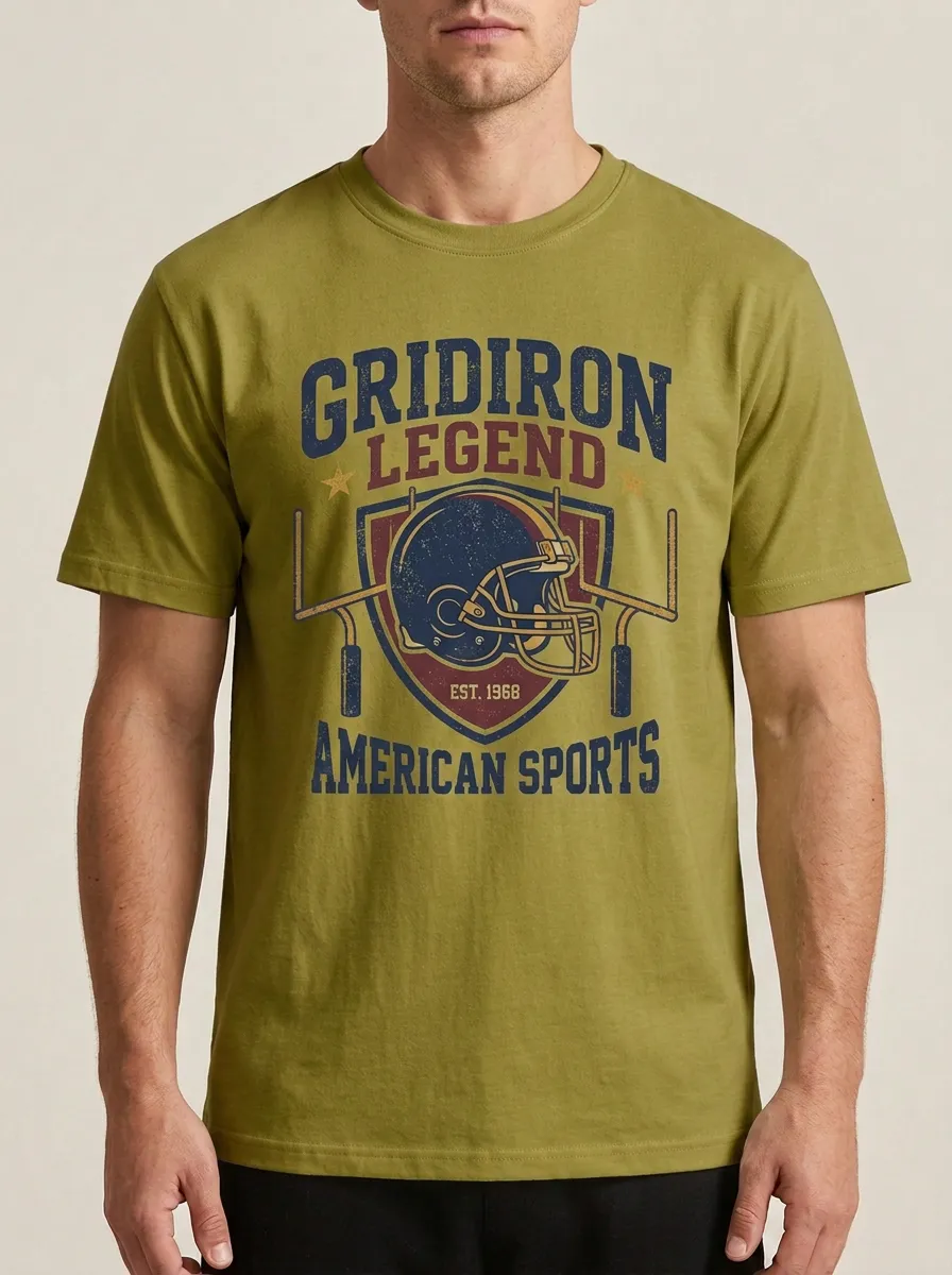 Men's American Football Lover Gridiron Legend Helmet Graphic T-shirt