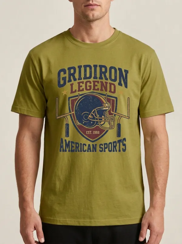 Men's American Football Lover Gridiron Legend Helmet Graphic T-shirt