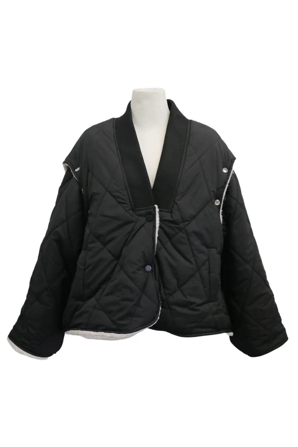 Quilted Sherpa Coat W/Detachable Sleeve