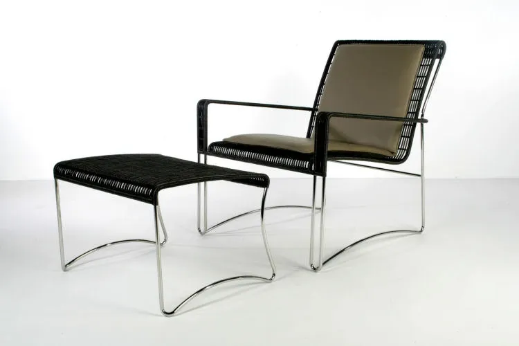 Classic Woven Rattan Stainless Steel Lounge Chair