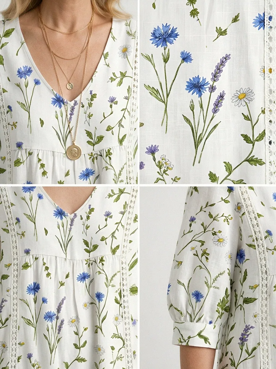 Women's Summer Vacation Wildflower Floral Printed Dress