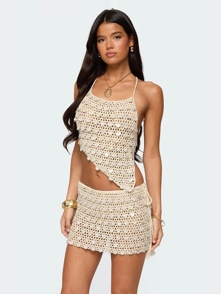 Sabina Sequined Knit Skirt Set