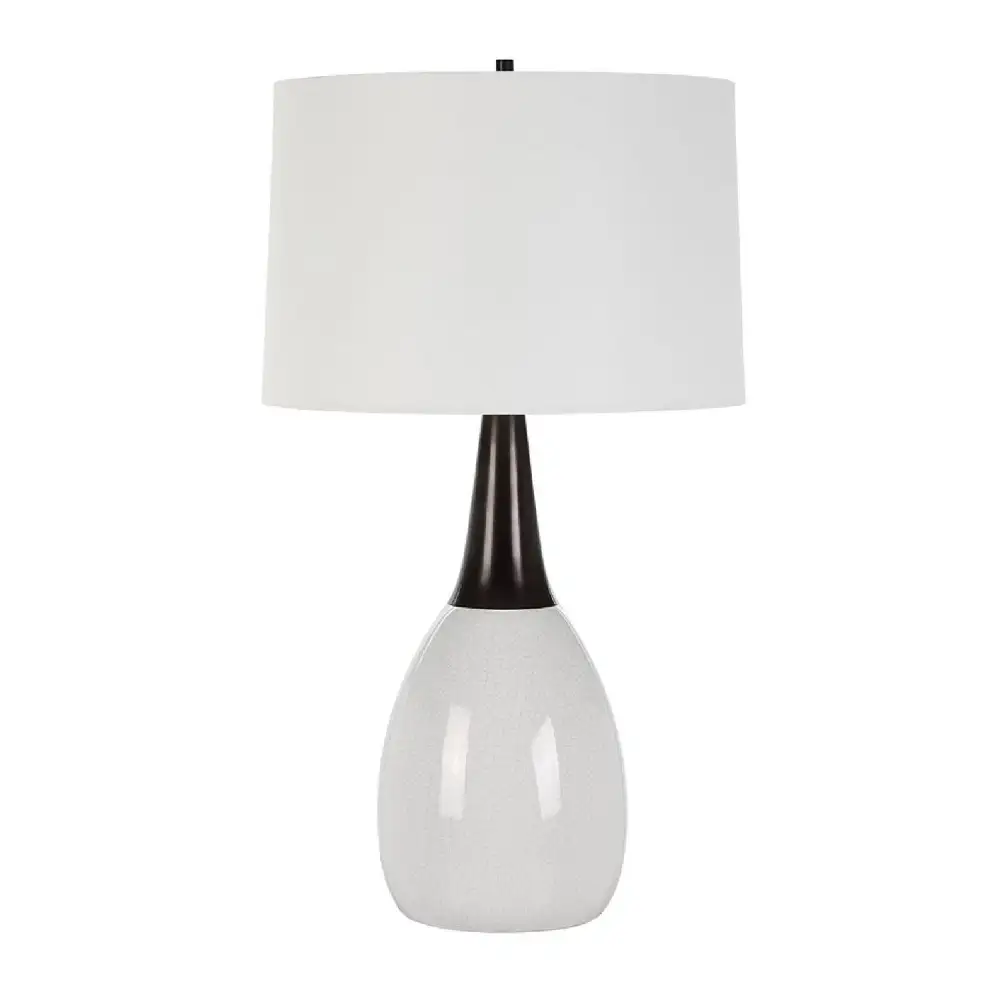 Crackle Tapered Fluted Ceramic Iron Table Lamp