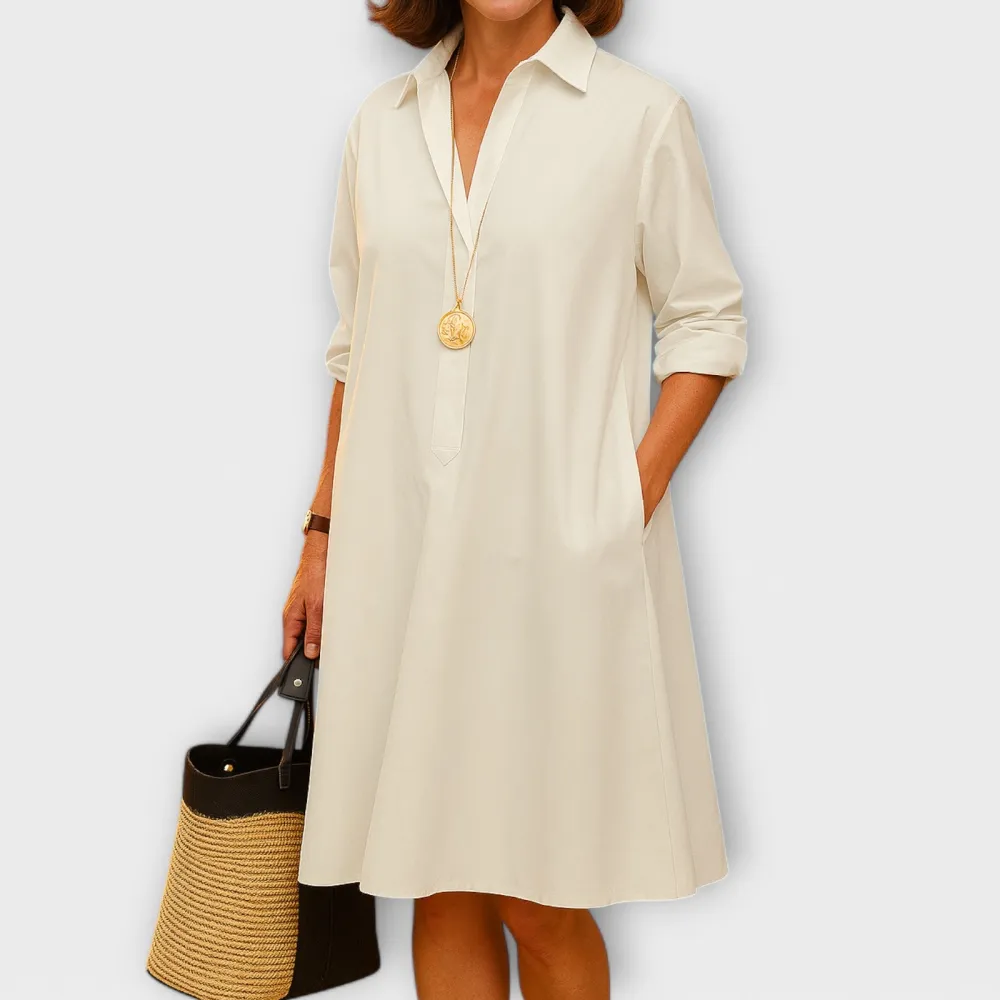Refined Shirt Style Relaxed Casual Dress