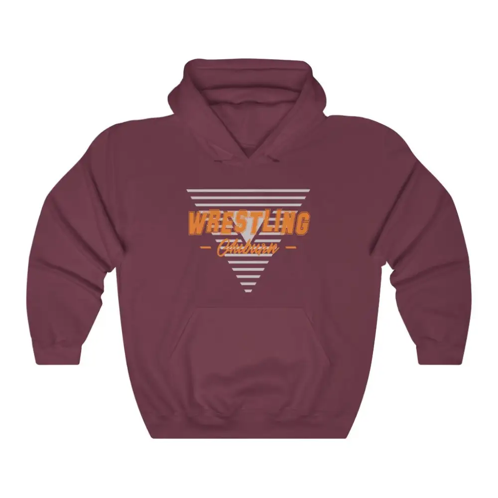 Soft Fleece Triangle Emblem Wrestling Graphic Pullover Hoodie