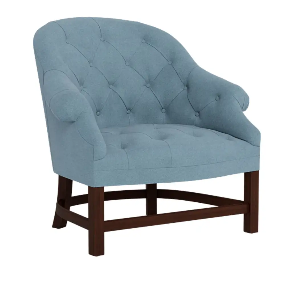 Modern Wood Linen Accent Chair