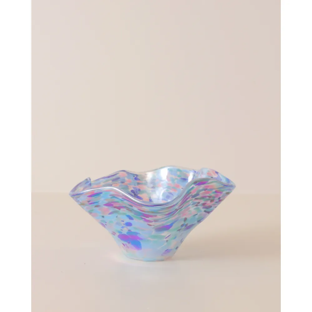 Confetti Art Glass Wavy Bowl