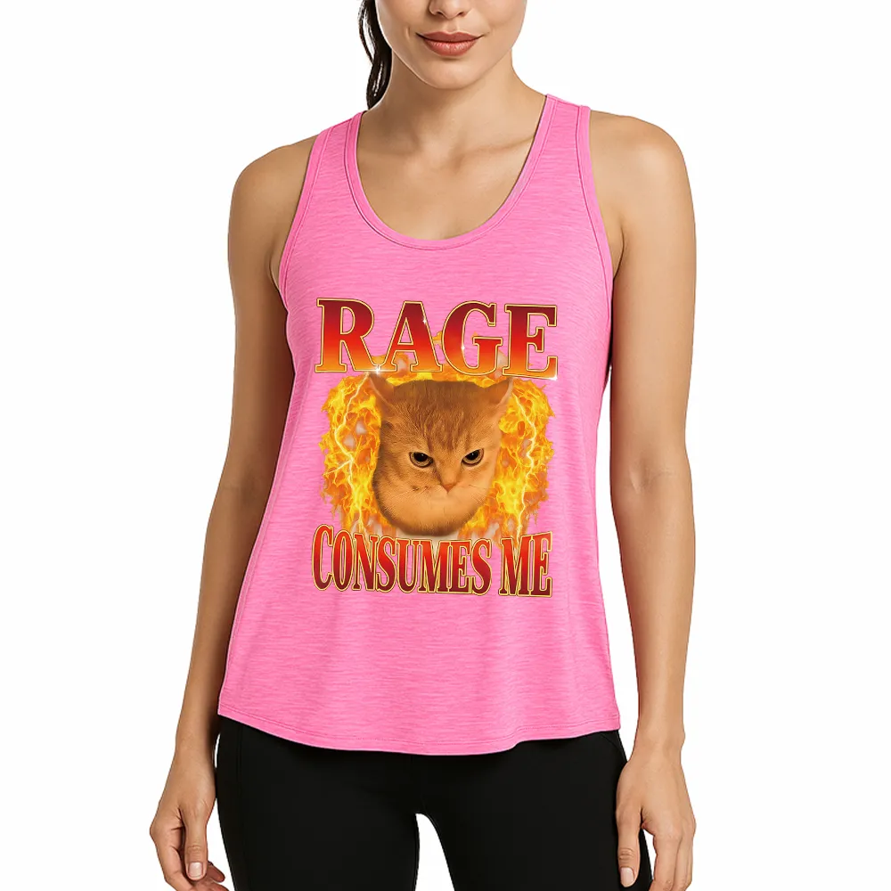 Rage Consumes Me Edgy Funny Cat Meme Athletic Tank