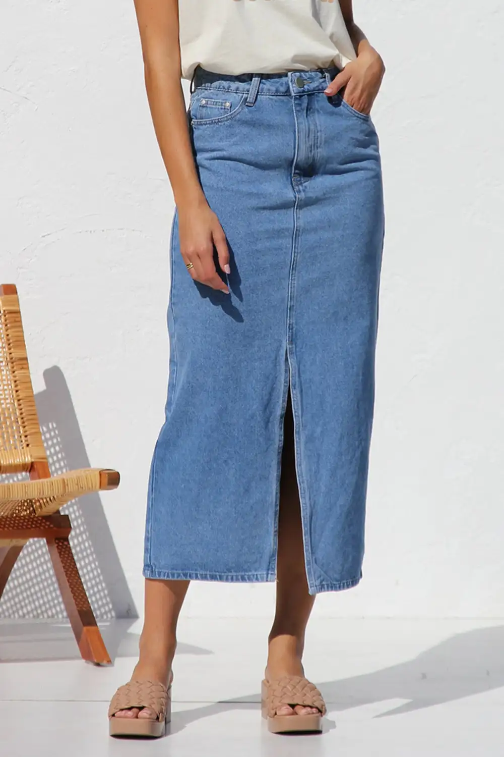 Denim Maxi Casual Skirt