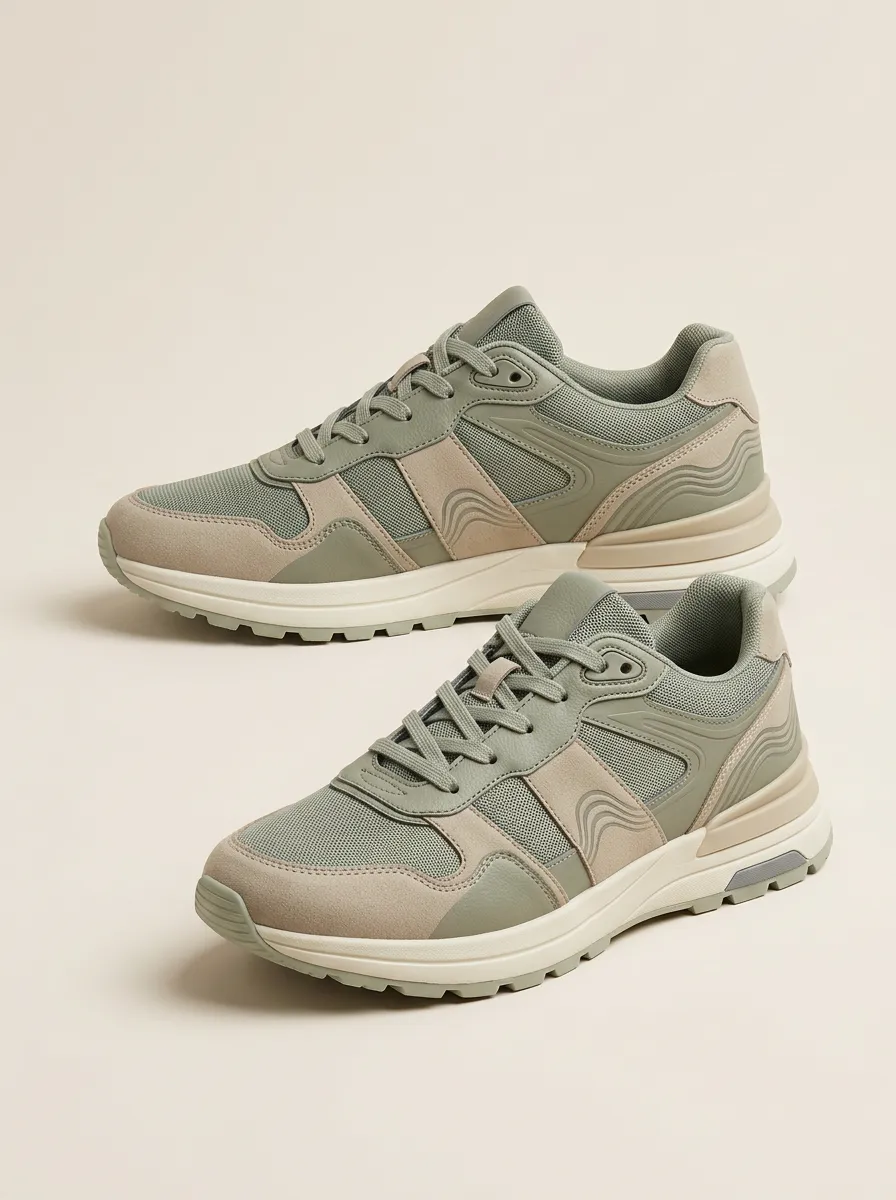 Unisex Casual Outdoor Suede Mesh Print Sneakers
