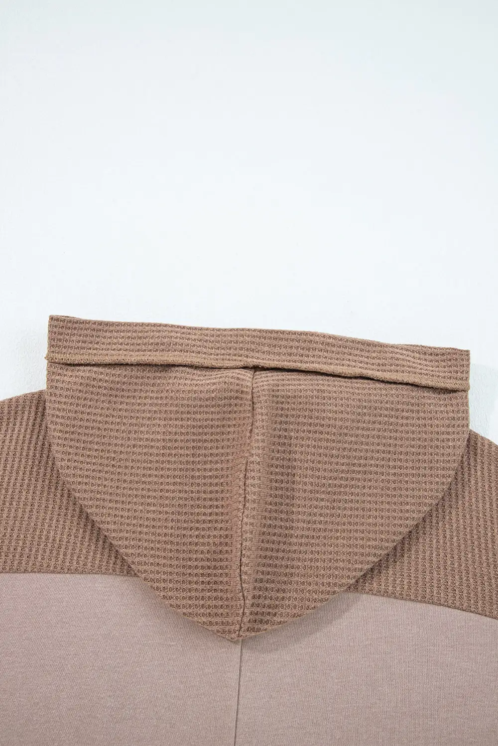 Pocketed Waffle-Textured Knit Patchwork Hoodie