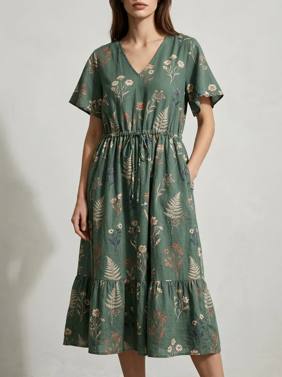 Botanical Nature Lover Fern Flower Dress