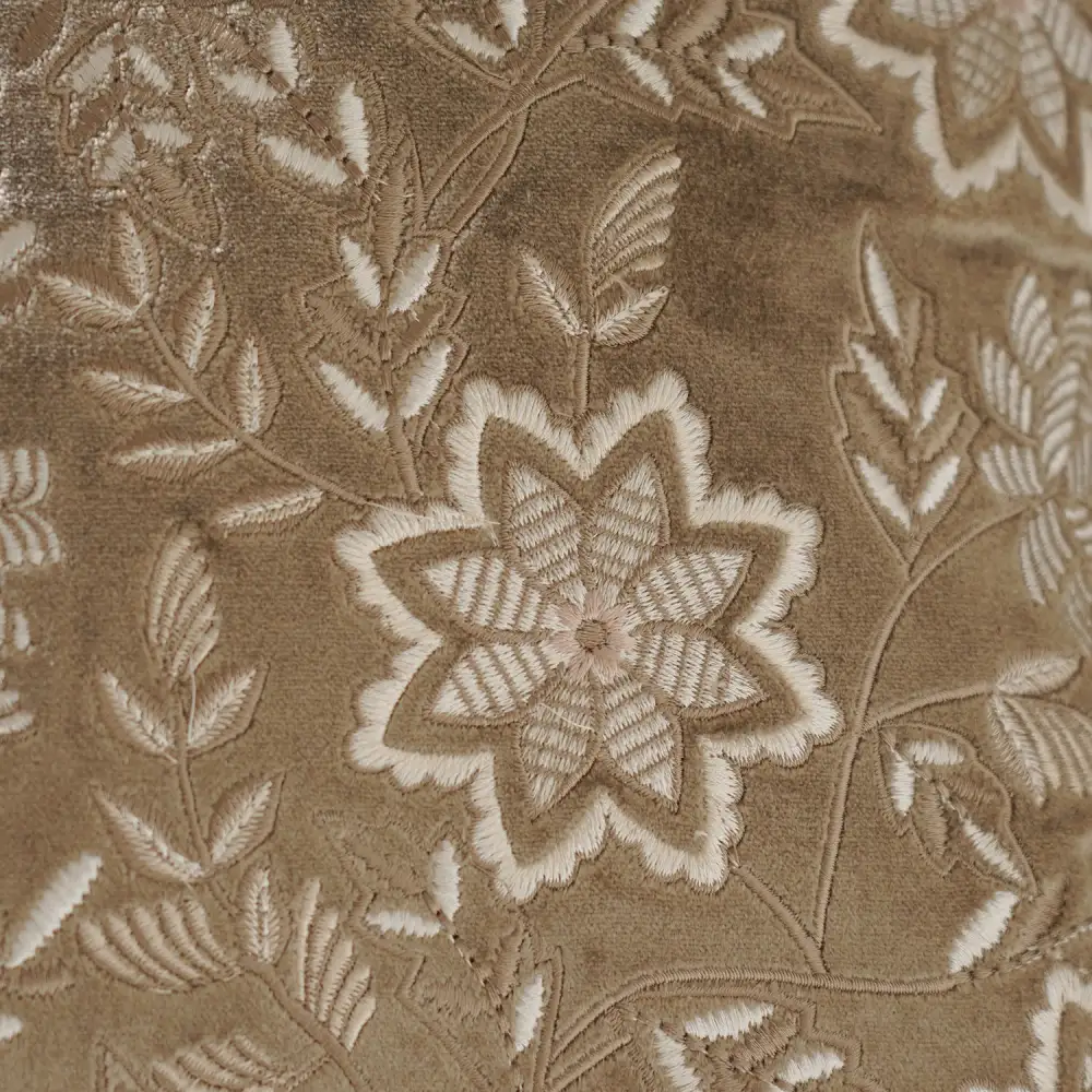 Beige Textured Embroidery Cushion Cover