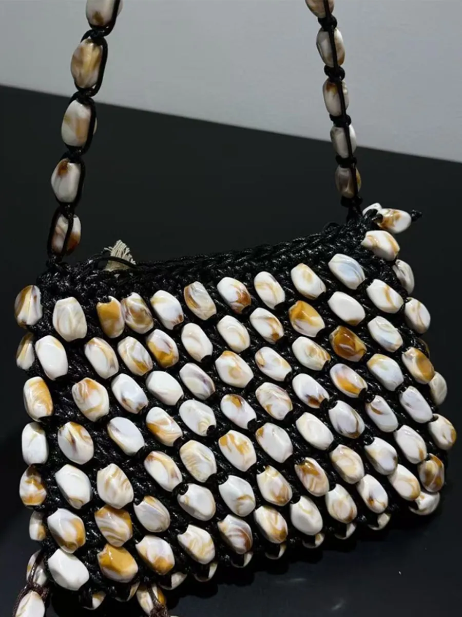 Scarlett Square Beaded Woven Handbag