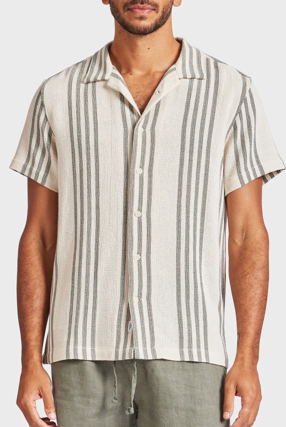 Vertical Stripe Short Sleeve Shirt-Seasponge