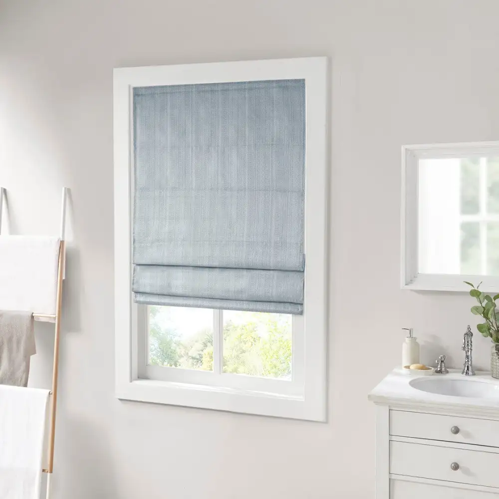 Contemporary Room Darkening Polyester Basketweave Cordless Roman Shade