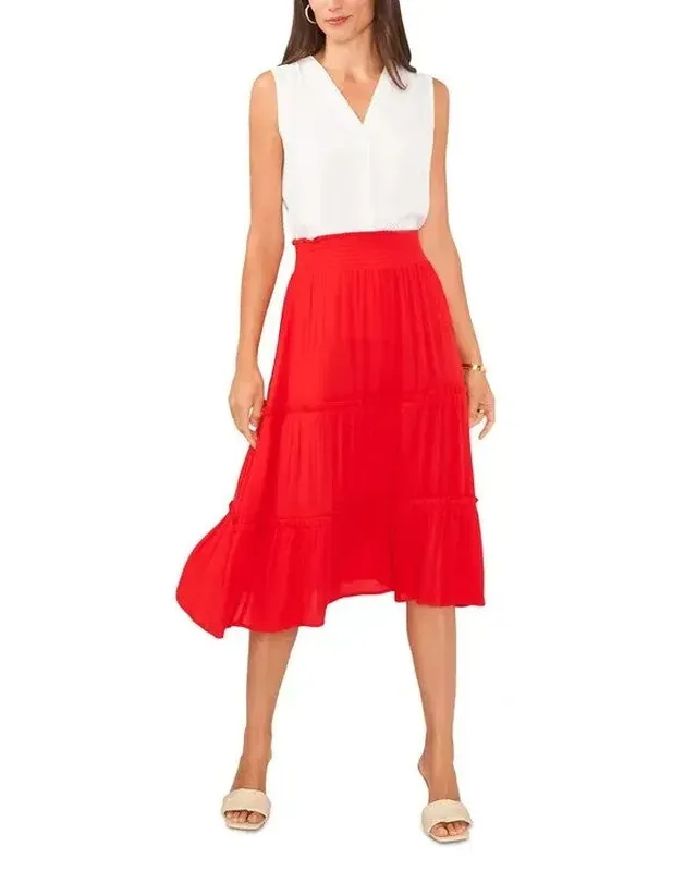 Tiered Smocked Pull On Skirt