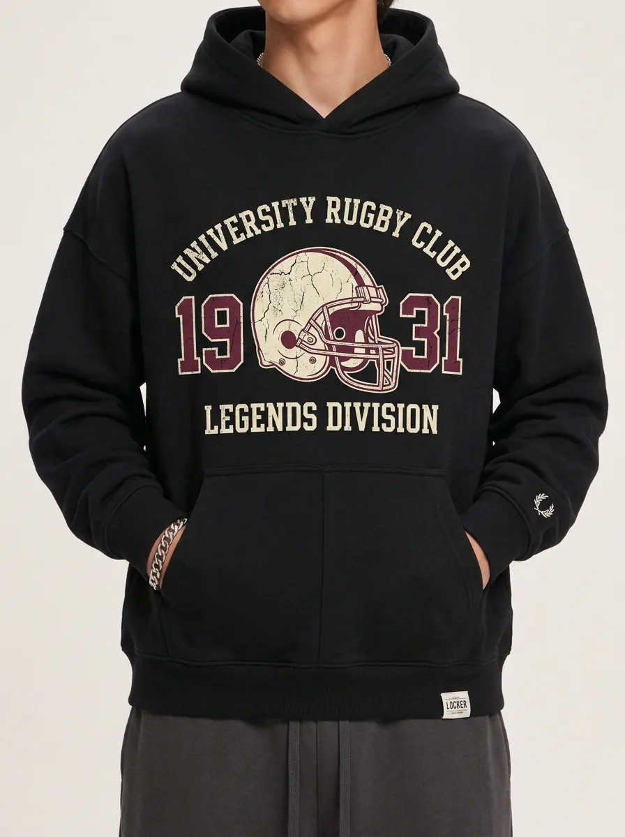Men's Rugby Sports Fan University Helmet 1931 Printed Hoodie