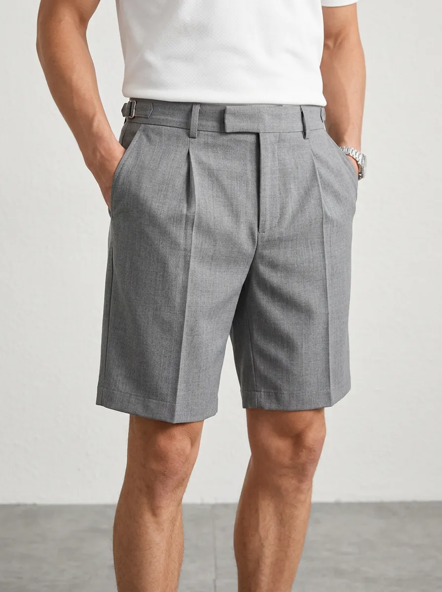 Men's Polished Everyday Casual Business Pleated Tailored Shorts