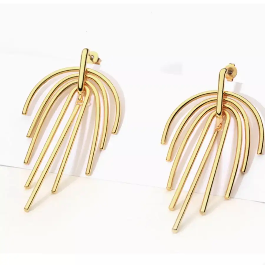 K Gold Plated Geometric Earrings