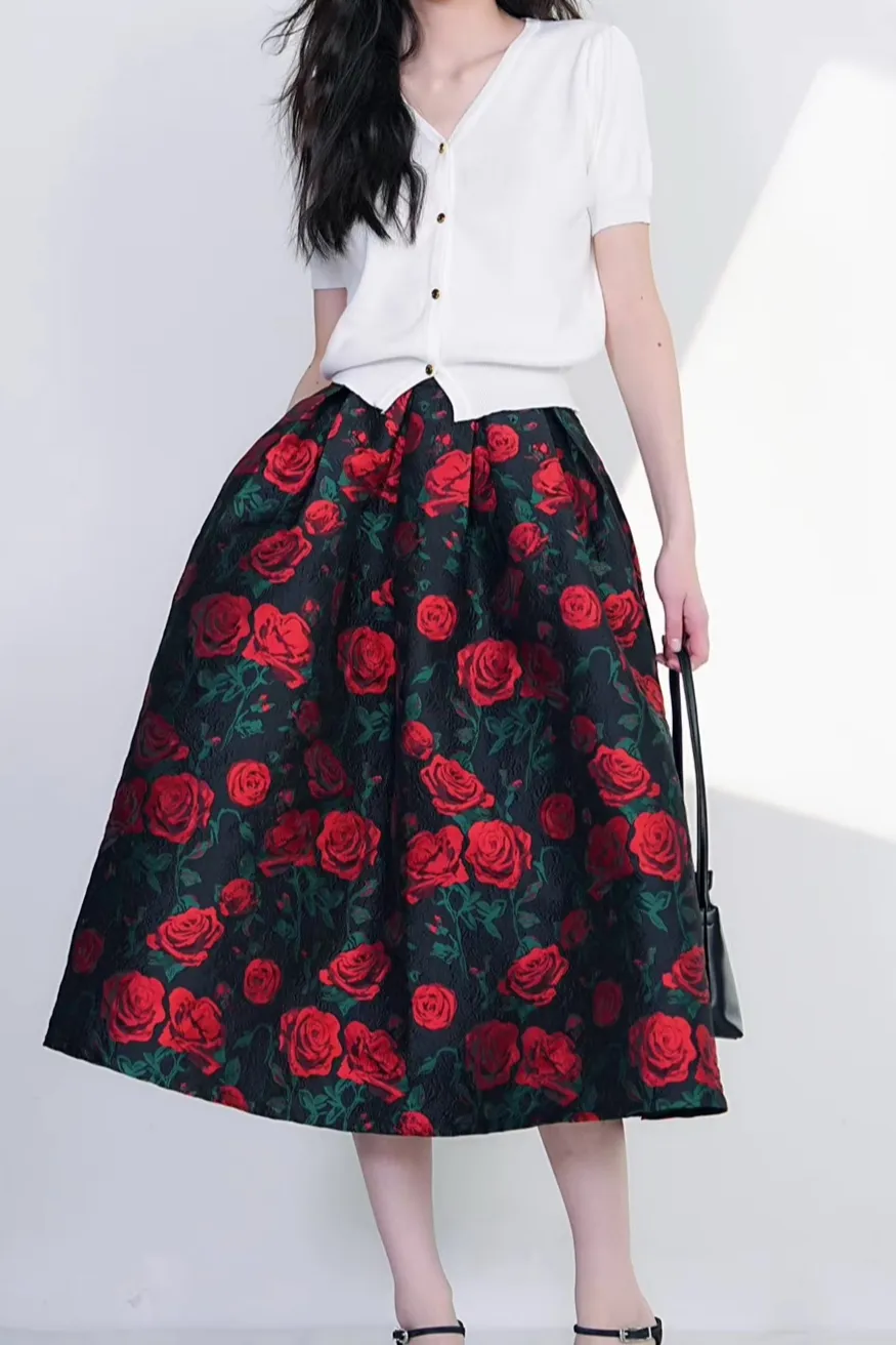Comfortable City Embroidered High Waist Skirt