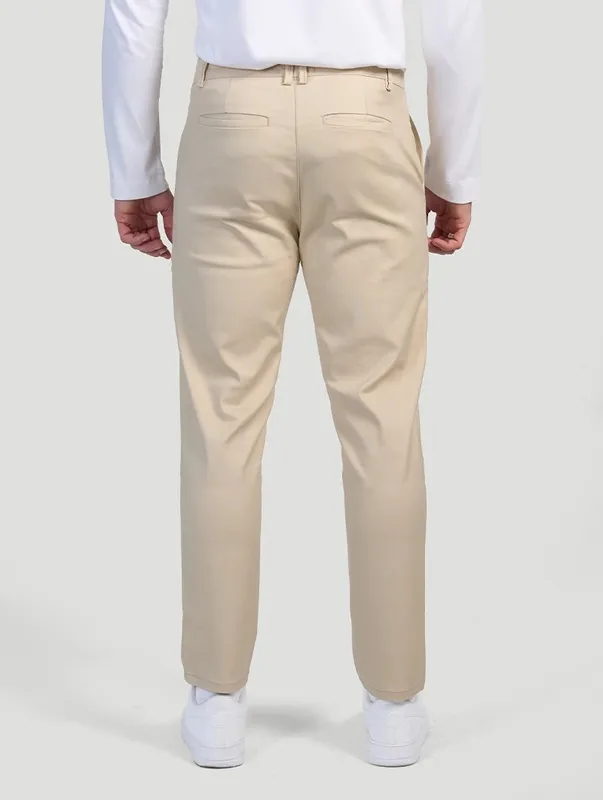 Beige Stretch Pants Clean Cut