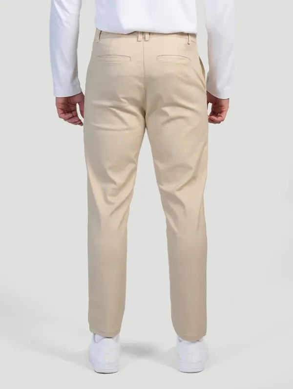 Beige Stretch Pants Clean Cut