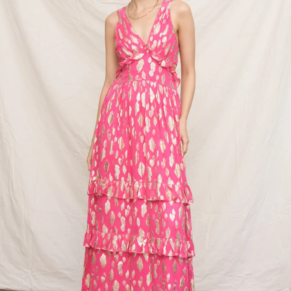Polka Dot Tiered Ruffle Detail Sleeveless Dress