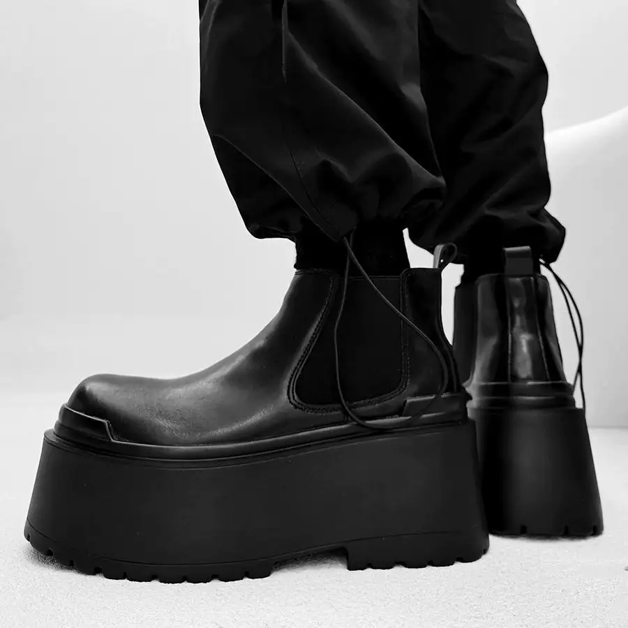 Chunky Sole PU Leather Ankle Boots