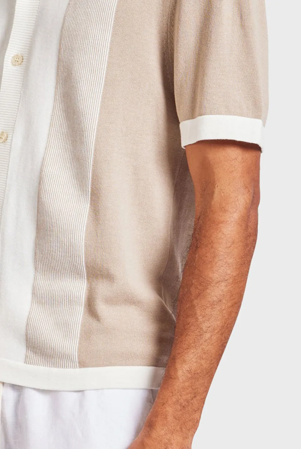 Stripe Knit SS Shirt-Oatmeal