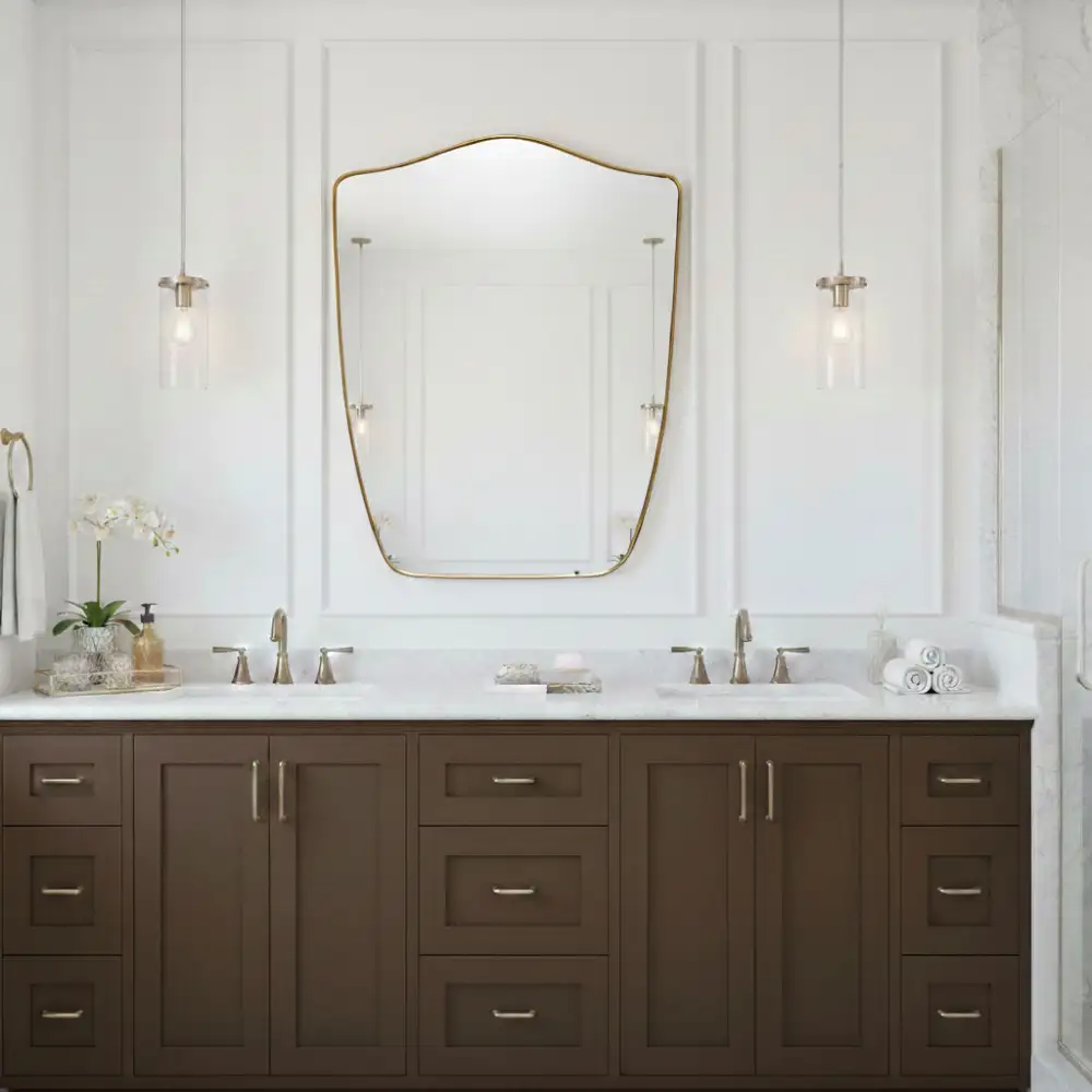 Organic Shield Brass Wall Mirror