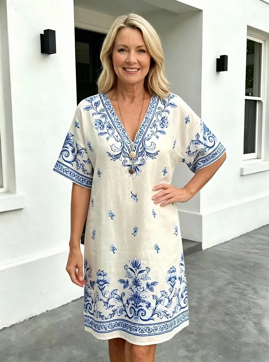 Women's Summer Vacation Green Floral Embroidery Printed Dress