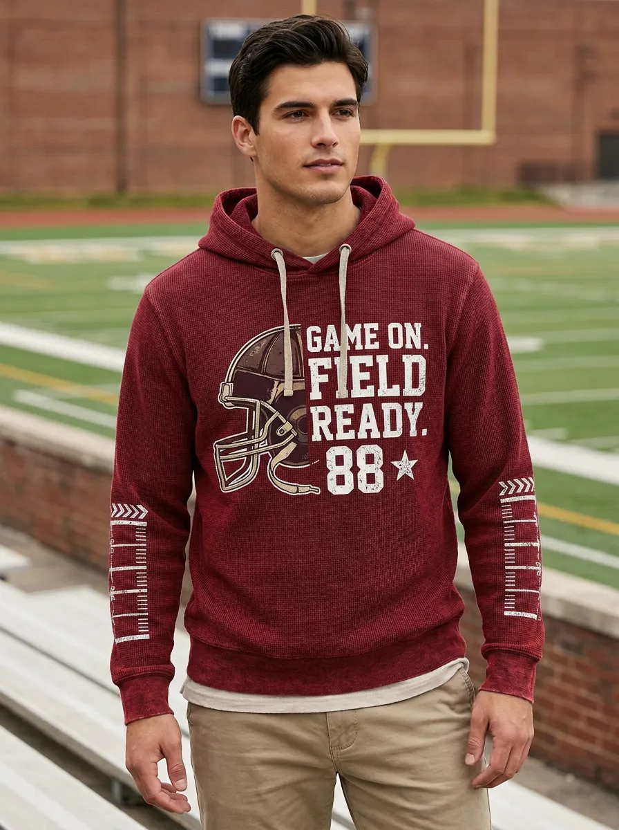 Men's Football Lover Game On Field Ready 88 Printed Hoodie
