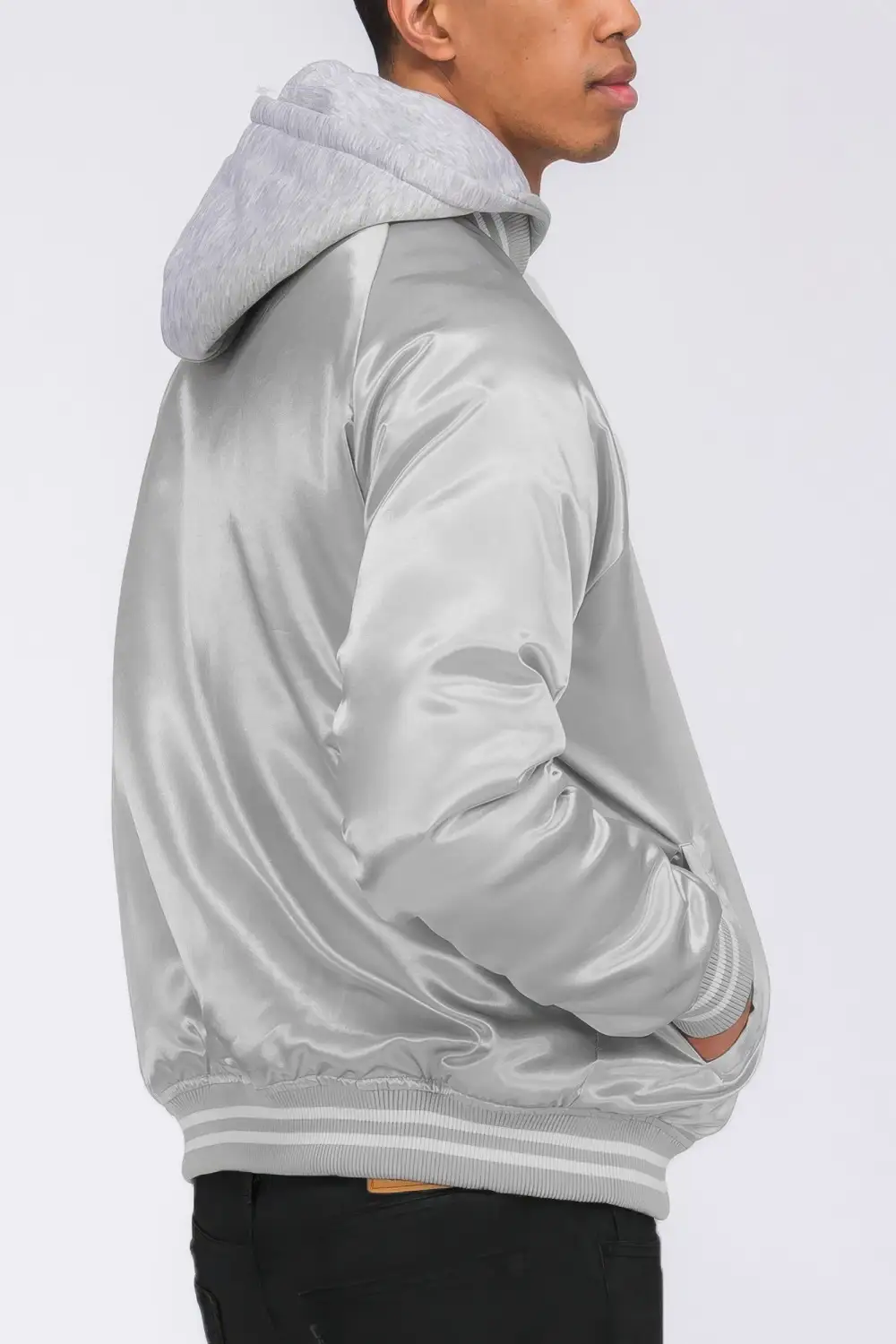 Varsity Satin Bomber Jacket