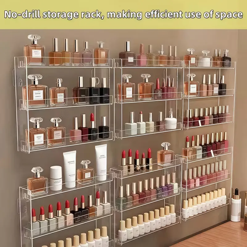Space-Saving No-Drill Wall Cosmetic Rack
