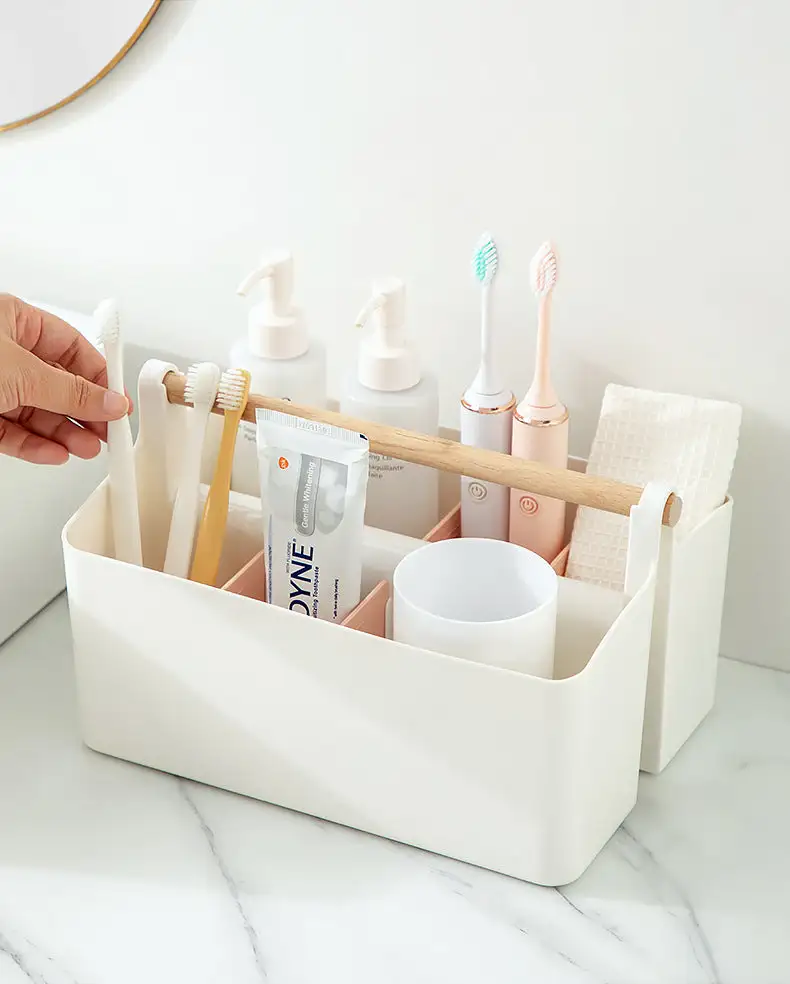 Storage Caddy With Adjustable Dividers Pink