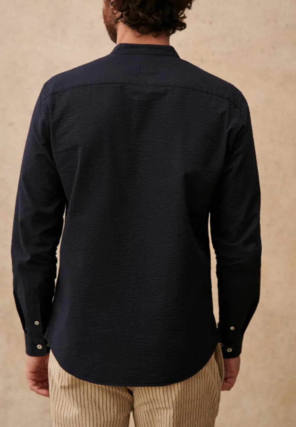 Yellow Seersucker Textured Long Sleeve Shirt