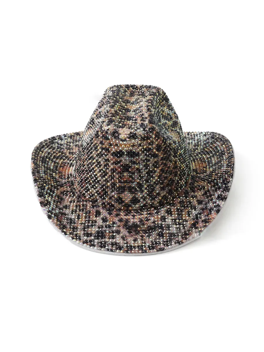 Katia Rhinestone-Embellished Leopard Print Cowboy Hat
