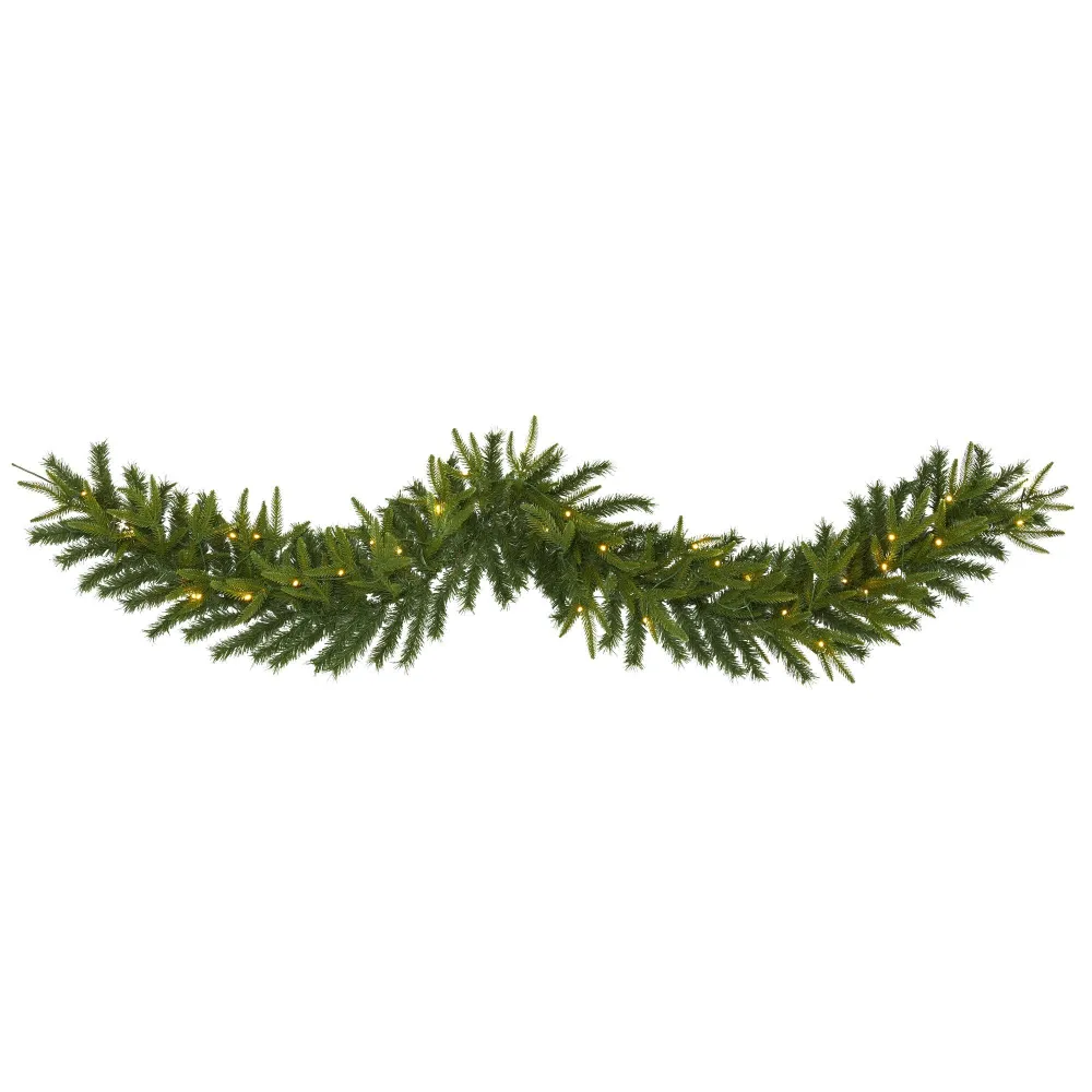 Pine Artificial Christmas Garland with Clear LED Lights