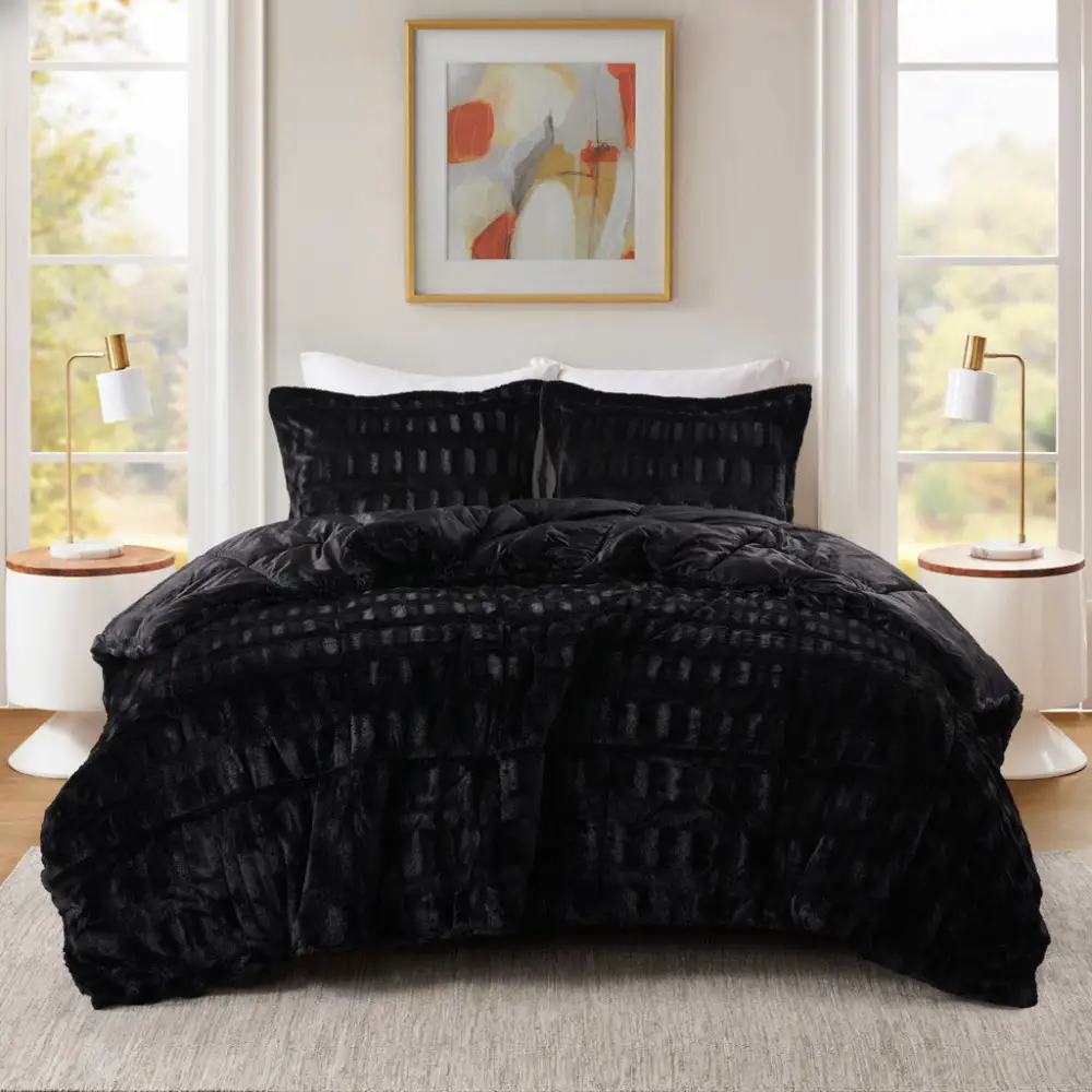 Plush Faux Fur Comforter Set