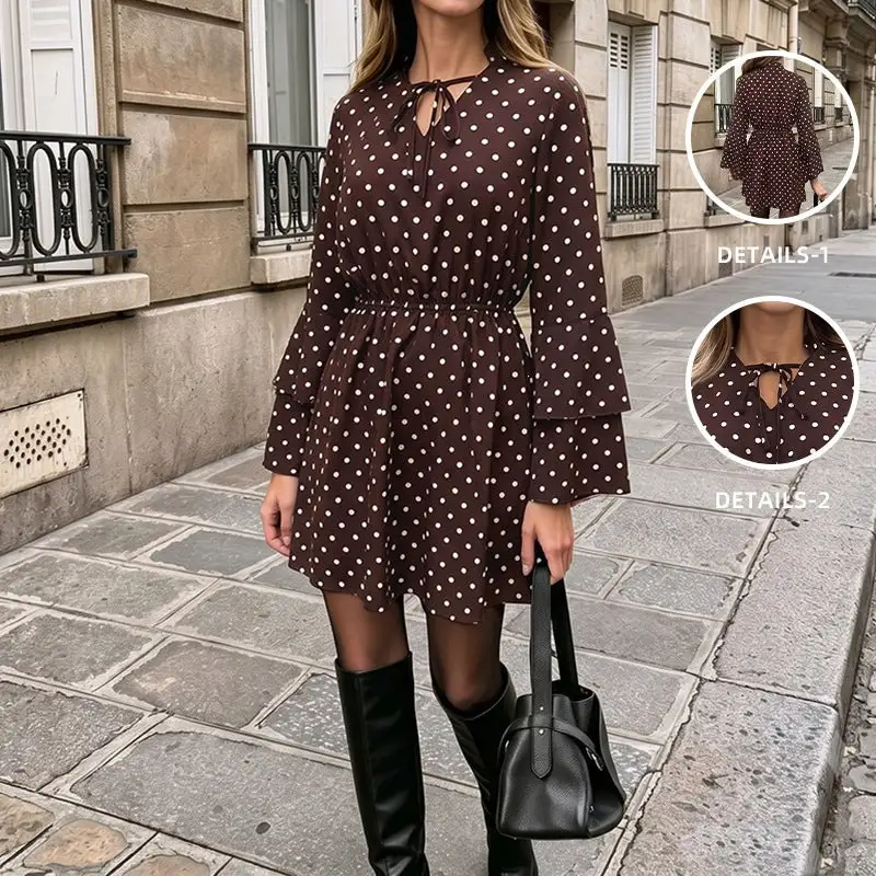Women's Polka-Dot Ruffled Dress
