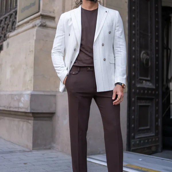 Polished Slim Fit Double Breasted Striped Blazer