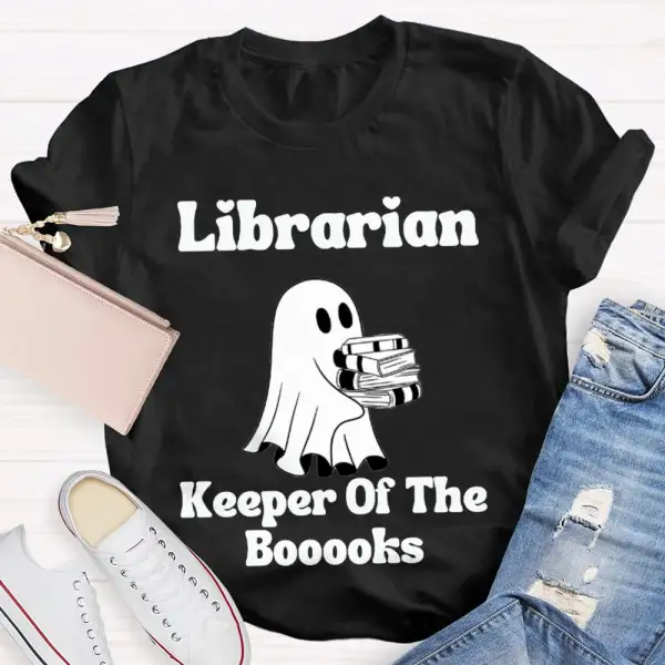 Librarian Keeper Of The Booooks Funny Halloween Spooky Librarian T-Shirt