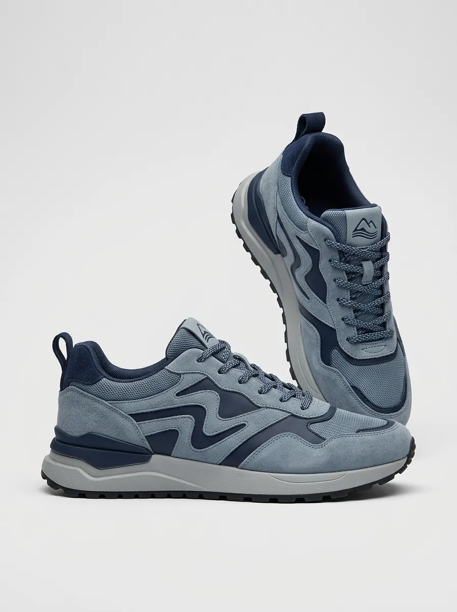 Men's Mountain Suede Mesh Print Sneakers