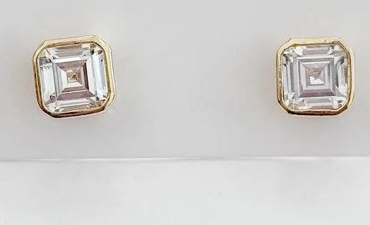 Bezel Stone Stud Earrings
