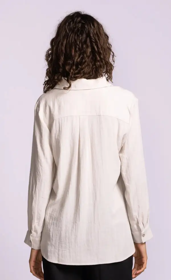 Relaxed Linen Blend Button Up Shirt