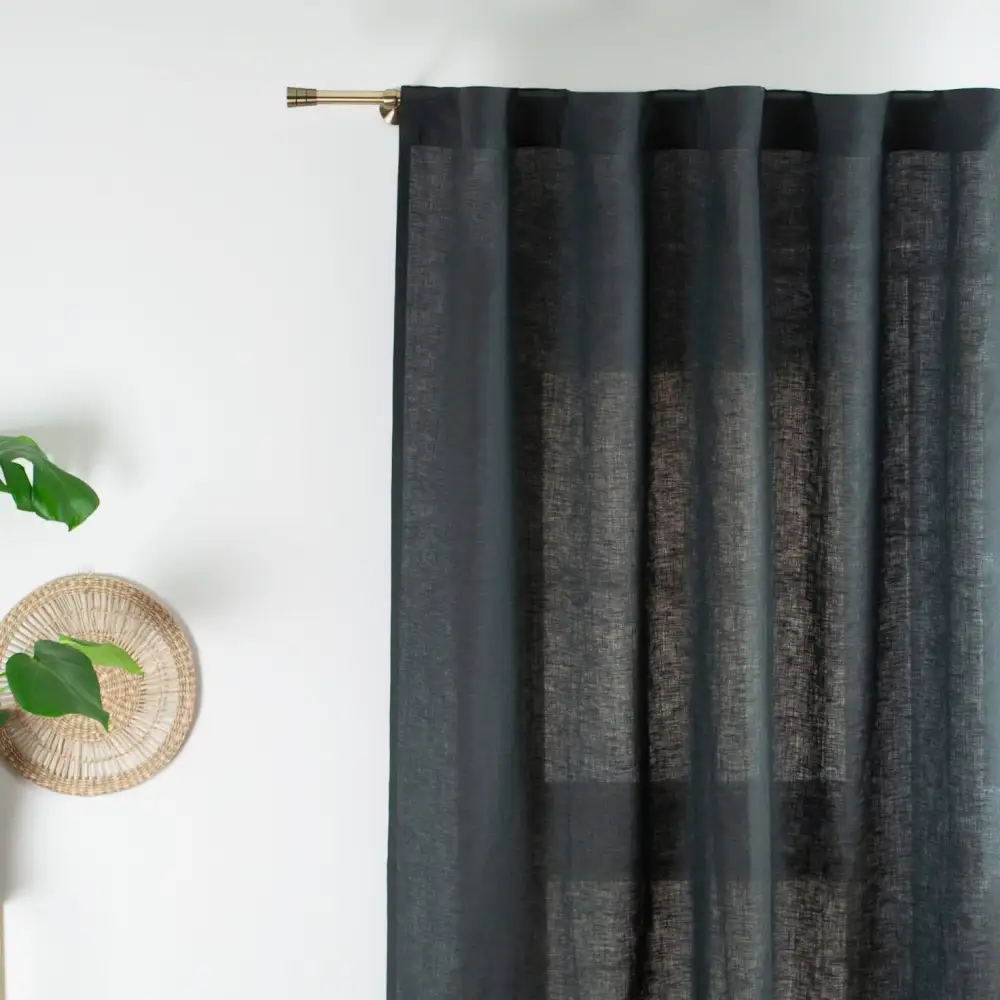 Simple Back Tab Linen Curtain