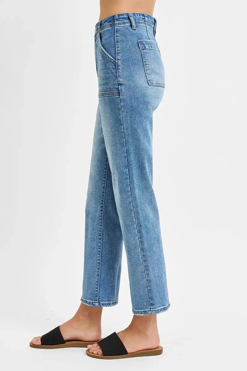 Frayed Hem Ruffled Denim Jeans