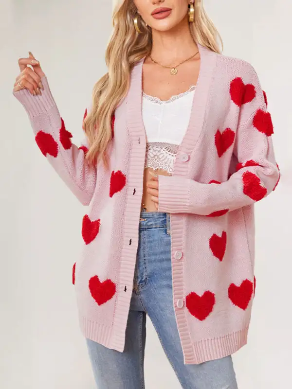 V-Neck Knit Pocketed Cardigan
